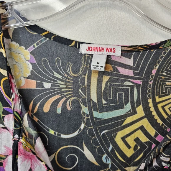 Johnny Was Naomi Peace Ruffle Tier Foral Black Dress Size Small - Picture 3 of 16